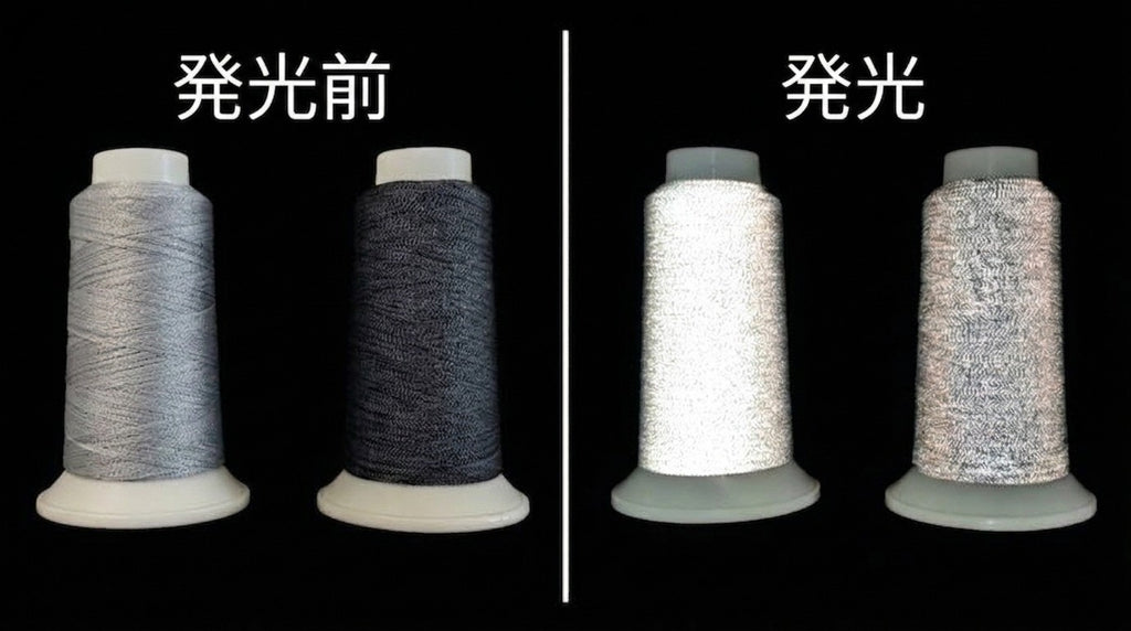 エンゼルキング反射糸（リフレクター糸）　光を反射する特殊工業用ミシン刺繍糸　1000m
