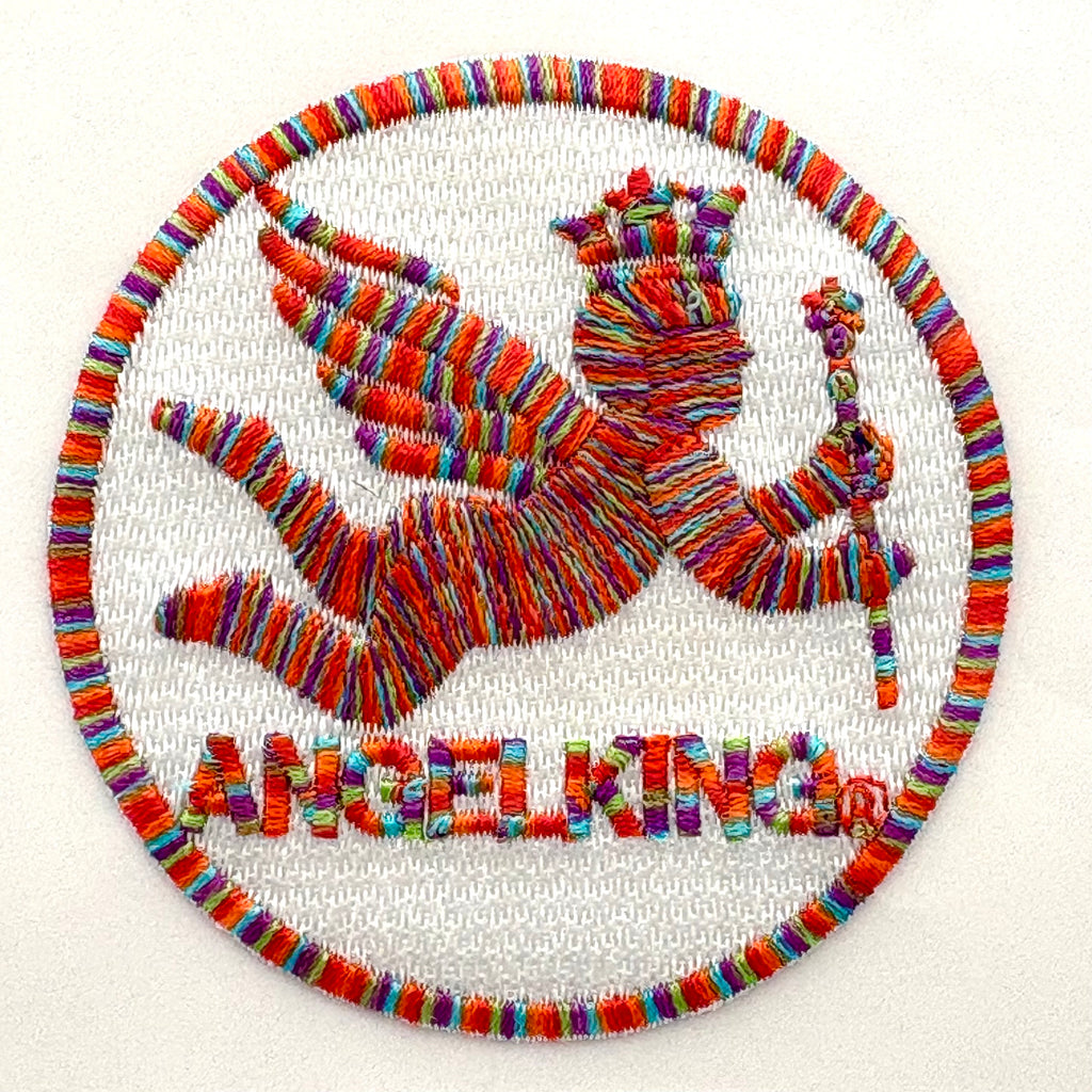 ミシン刺繍糸 シルメイトマルチカラー　刺繍サンプル　ロゴ　エンゼルキング