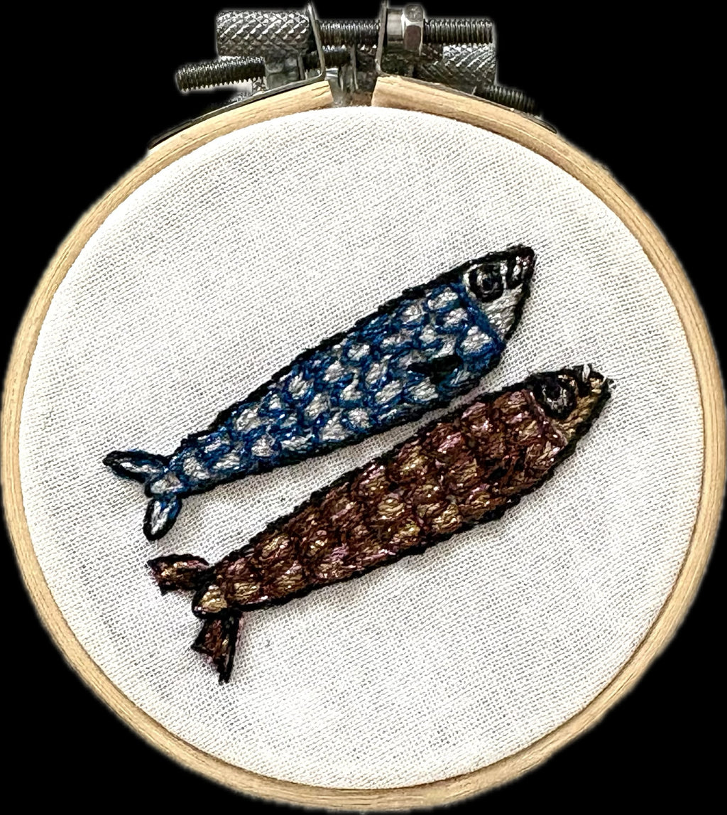 エンゼルキング　刺繍糸　刺繍サンプル　さかな