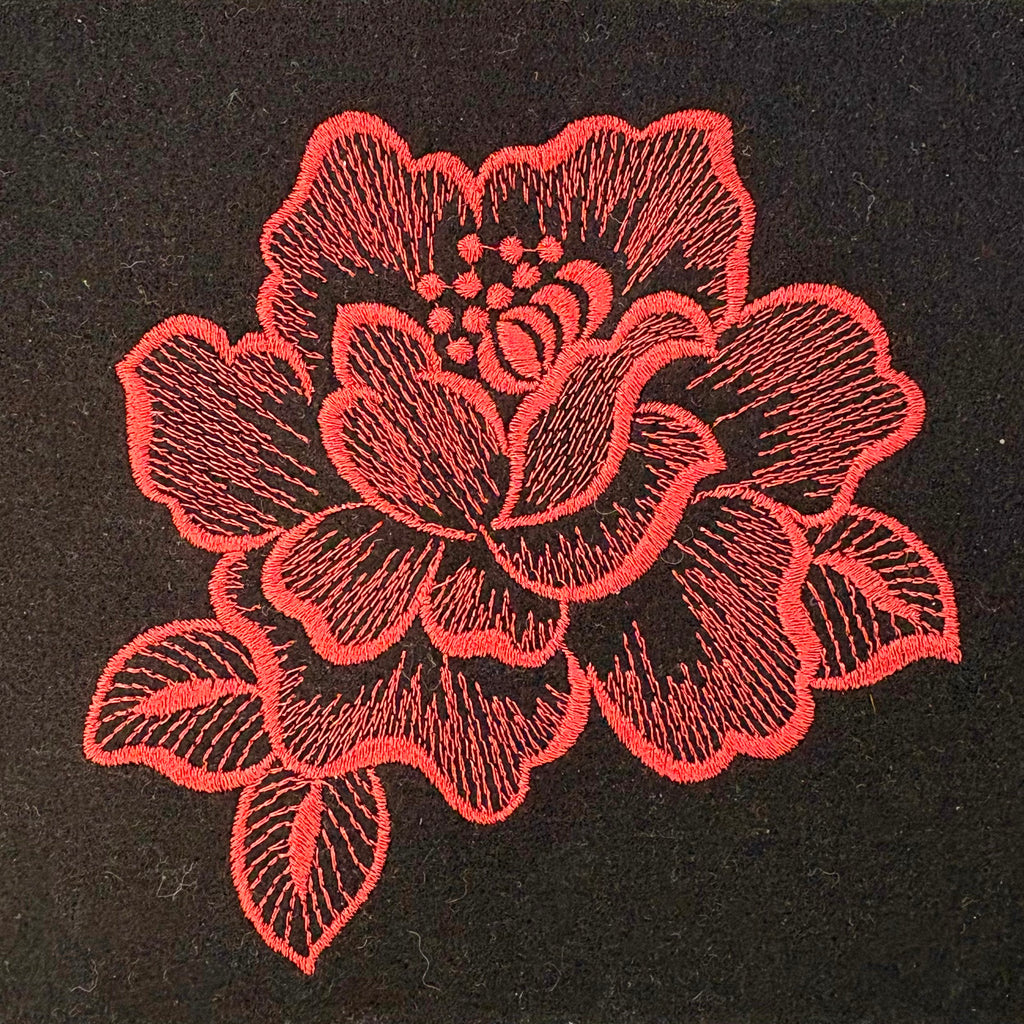 ミシン刺繍糸 ALカラー（赤）　刺繍サンプル　エンゼルキング